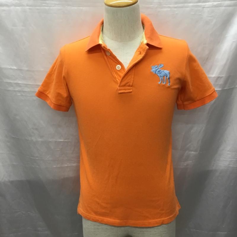 アバクロンビーアンドフィッチ ABERCROMBIE&FITCH ポロシャツ 半袖 半袖ポロシャツ カラーシャツ 半袖カットソー S ロゴ、文字 橙 / オレンジ /  メンズ USED 古着 中古 10115826