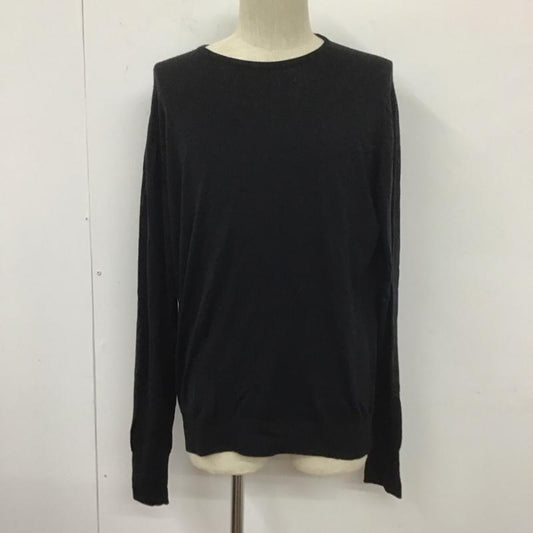 ジョンスメドレー JOHN SMEDLEY カットソー 長袖 長袖ニットカットソー クルーネック セーター L 無地 黒 / ブラック /  メンズ USED 古着 中古 10127364