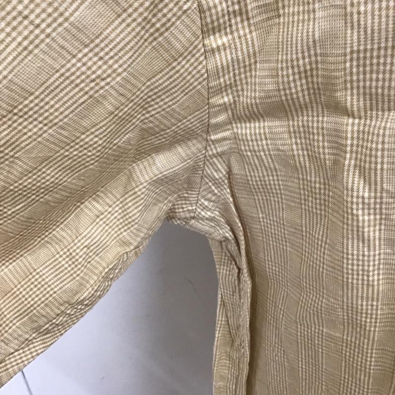 ブルックスブラザーズ BROOKS BROTHERS シャツ、ブラウス 長袖 ボタンダウン M チェック 白 / ホワイト / X ベージュ / ベージュ /  メンズ USED 古着 中古 10111252