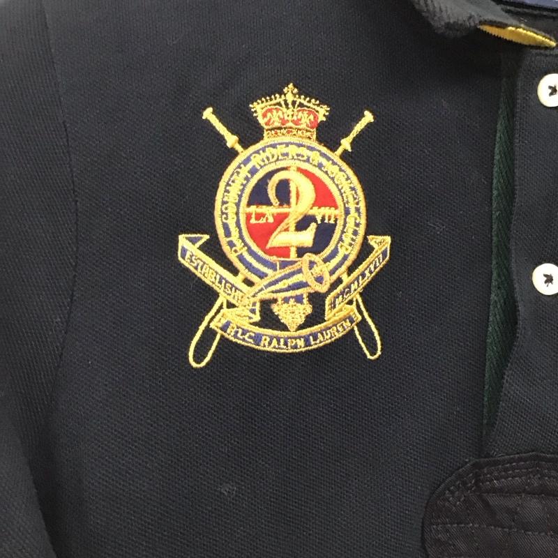 ラルフローレン RALPHLAUREN ポロシャツ 長袖 長袖ポロシャツ 長袖カットソー カラーシャツ M ロゴ、文字 黒 / ブラック /  メンズ USED 古着 中古 10140277