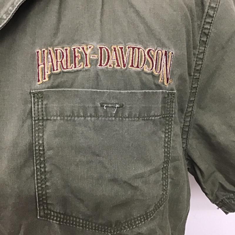 ハーレーダビッドソン Harley-Davidson シャツ、ブラウス 半袖 96104-10VM バックプリント S ロゴ、文字 カーキ / カーキ /  メンズ USED 古着 中古 10111201