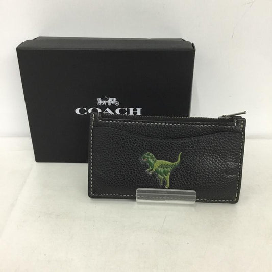 コーチ COACH カードケース カードケース ジップカードケース レキシー 恐竜 ワンポイント 黒 / ブラック /  メンズ USED 古着 中古 10137150