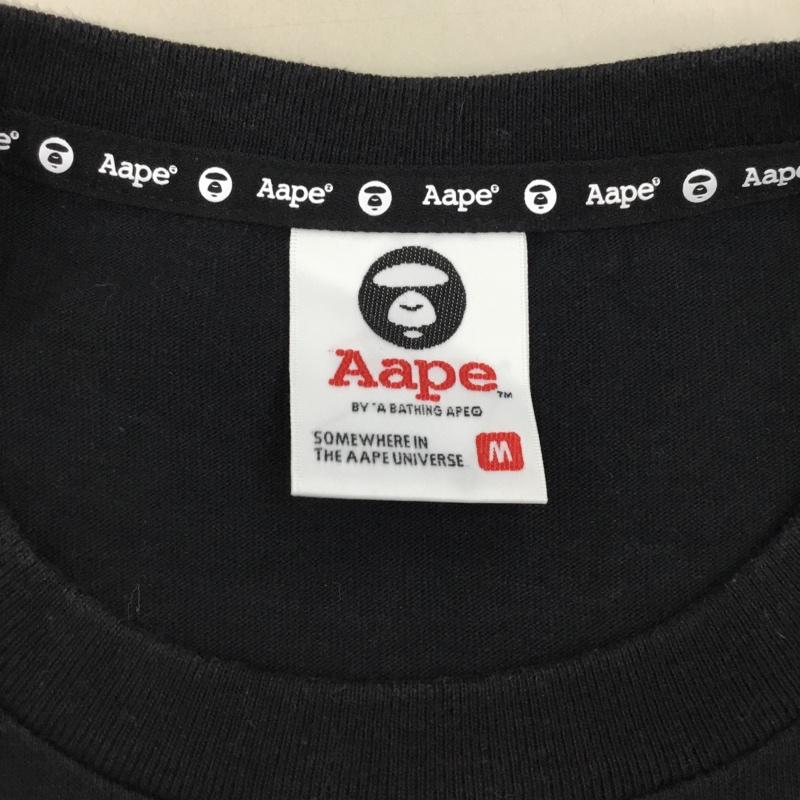 エーエイプバイアベイシングエイプ AAPE BY A BATHING APE Tシャツ 半袖 クルーネック プリント M ロゴ、文字 黒 / ブラック /  メンズ USED 古着 中古 10119802