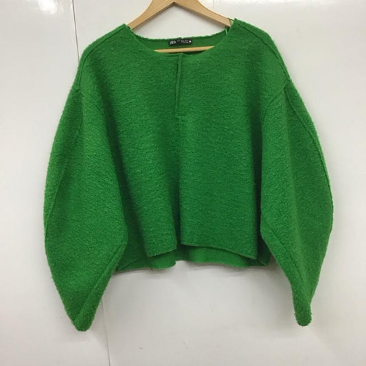 ザラ ZARA シャツ、ブラウス 長袖 2712/409/914 テクスチャーショート　スウェットシャツ M 無地 緑 / グリーン /  レディース USED 古着 中古 10131052