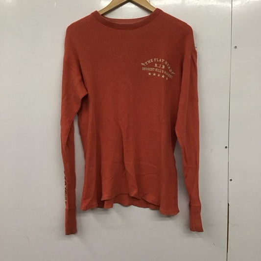 フラットヘッド The Flat Head カットソー 長袖 長袖カットソー プリントカットソー クルーネック ワッフル 42 ロゴ、文字 橙 / オレンジ /  メンズ USED 古着 中古 10137093