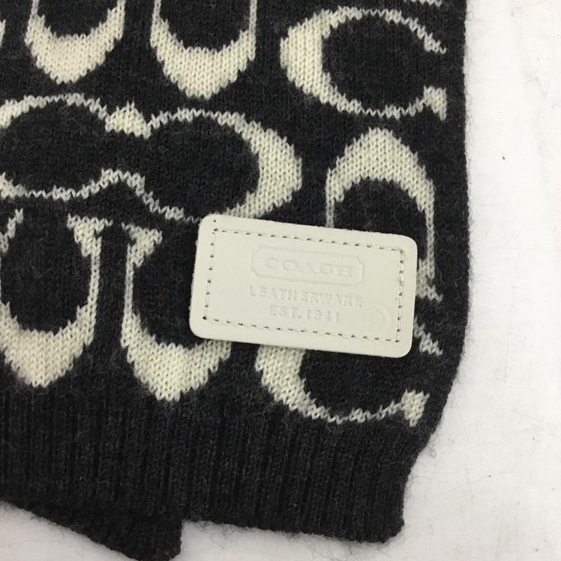コーチ COACH マフラー マフラー リバーシブル ウール 総柄 白 / ホワイト / X 黒 / ブラック /  メンズ USED 古着 中古 10145826