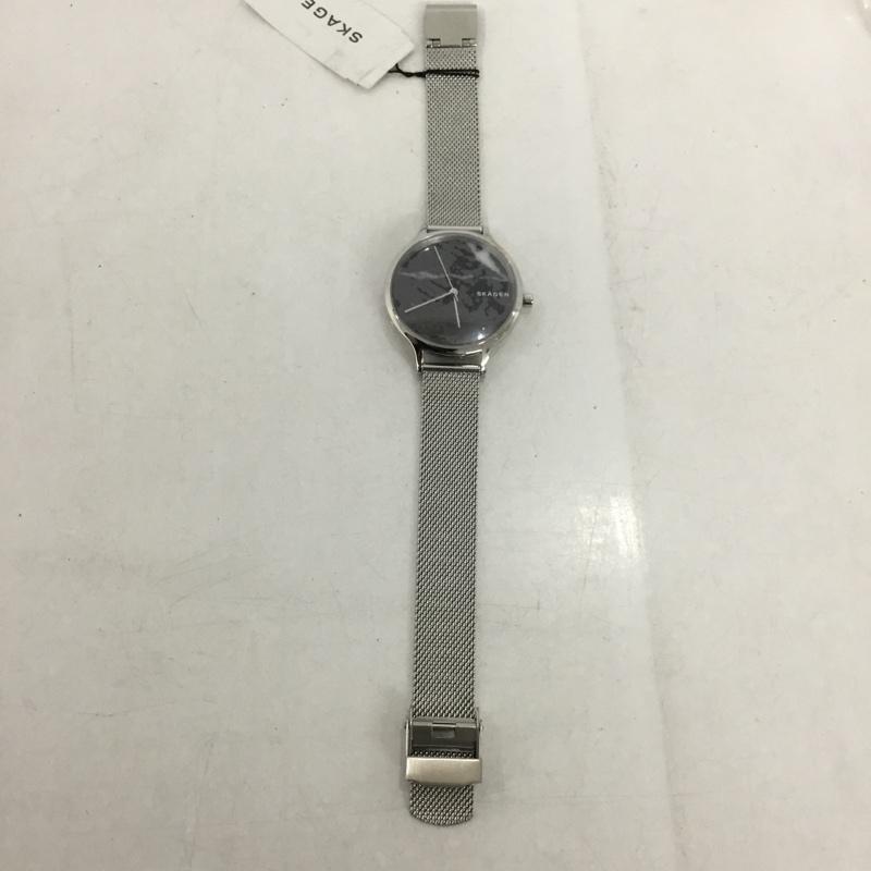 スカーゲン SKAGEN 腕時計 アナログ（クォーツ式） SKW2673 ステンレスメッシュベルト ロゴ、文字 黒 / ブラック / X 銀 / シルバー /  レディース USED 古着 中古 10135167