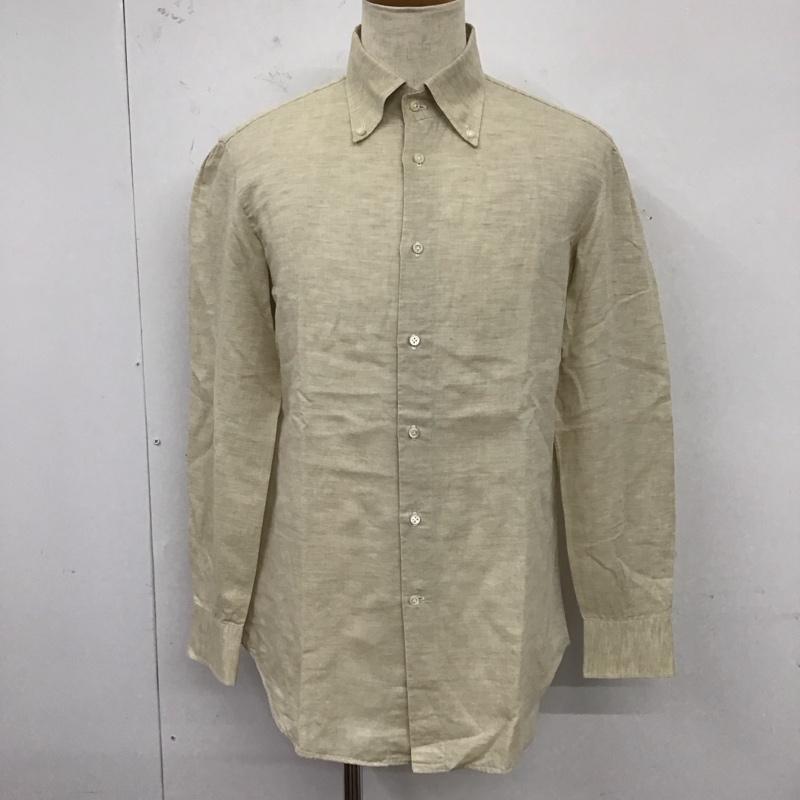 ジイングレーゼ G.INGLESE シャツ、ブラウス 長袖 コットンリネン イタリア製 ボタンダウン L 無地 ベージュ / ベージュ /  メンズ USED 古着 中古 10121348