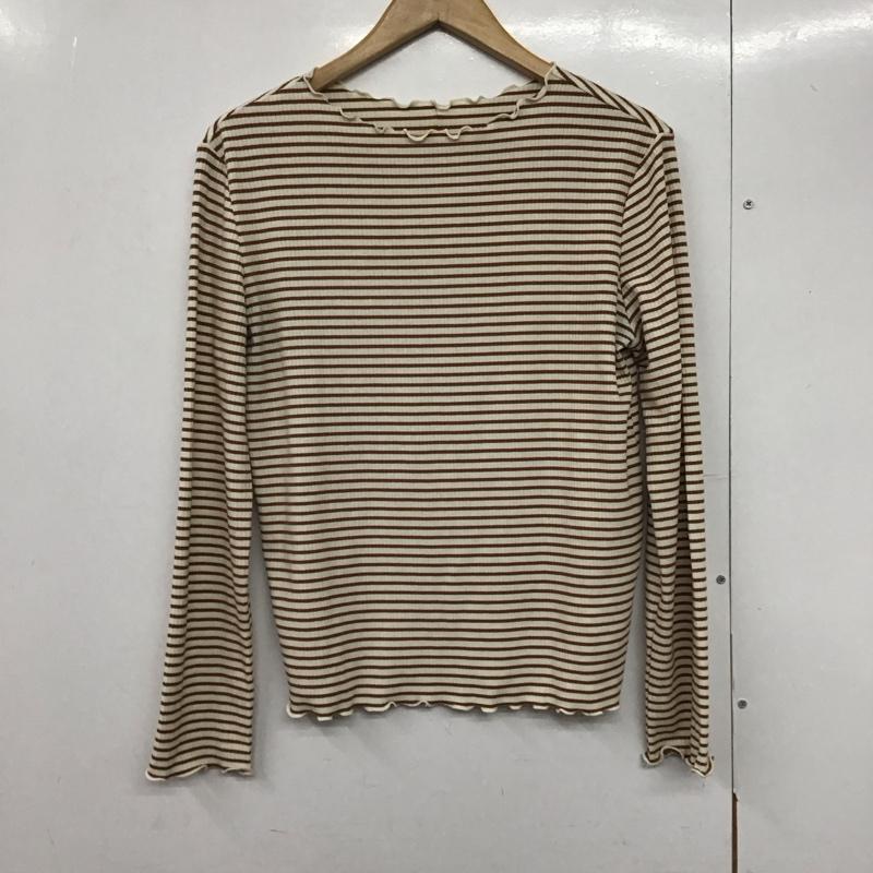 ローリーズファーム LOWRYS FARM カットソー 長袖 長袖カットソー ボーダープリントカットソー FREE ボーダー柄 白 / ホワイト / X 茶 / ブラウン /  レディース USED 古着 中古 10142692