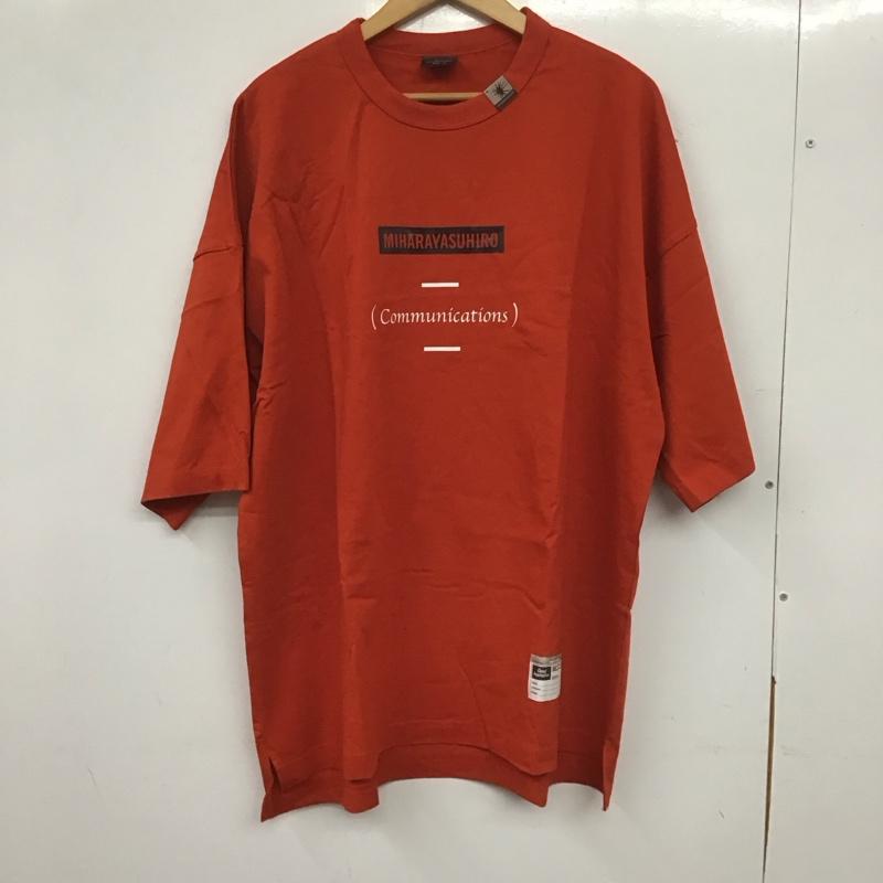 ジーユー GU Tシャツ 半袖 341-333500 ミハラヤスヒロ 21SS 別注ビッグTシャツ 5分袖 プリントTシャツ L ロゴ、文字 橙 / オレンジ /  メンズ USED 古着 中古 10140105