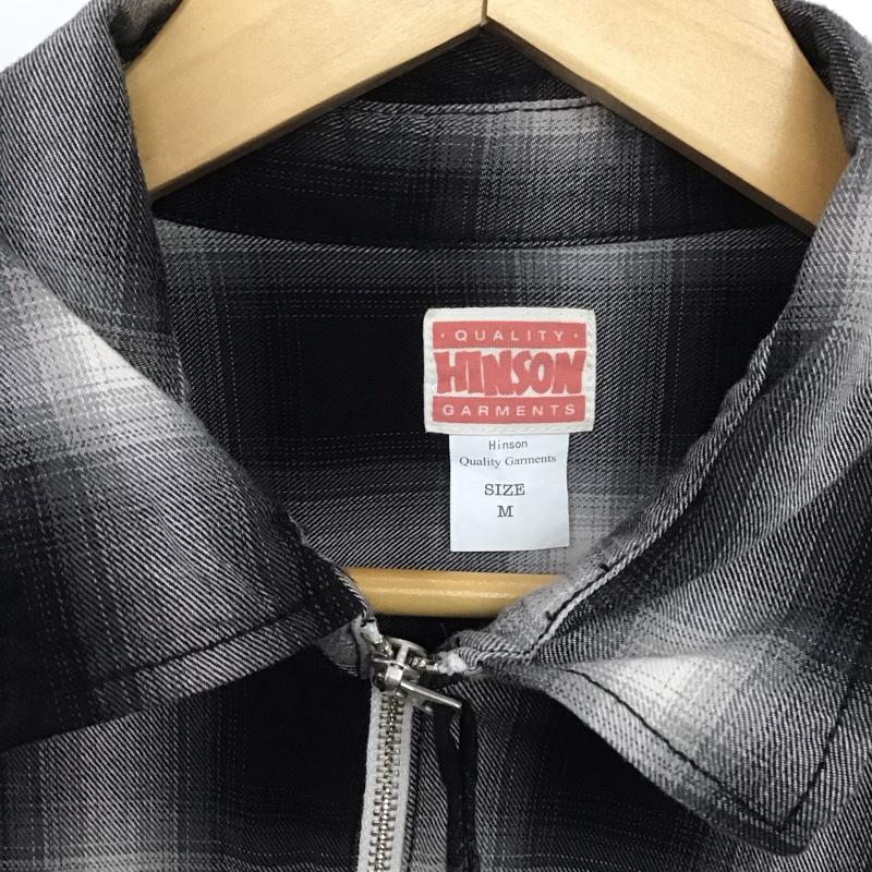 ヒンソン HINSON シャツ、ブラウス 長袖 長袖シャツ チェックシャツ カラーシャツ ジップアップシャツ M チェック 黒 / ブラック / X 白 / ホワイト / X 灰 / グレー /  メンズ USED 古着 中古 10148960