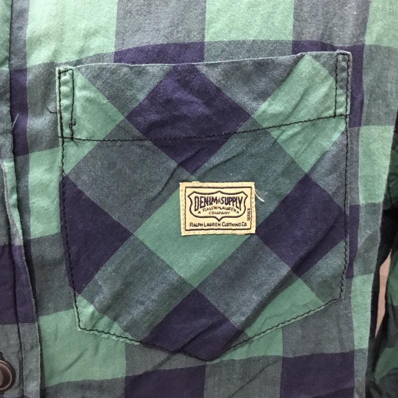 デニム アンド サプライ DENIM & SUPPLY シャツ、ブラウス 長袖 胸ポケット M チェック 緑 / グリーン / X 紺 / ネイビー /  メンズ USED 古着 中古 10117158