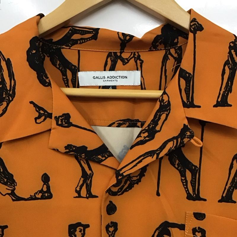 ガリスアディクション GALLIS ADDICTION シャツ、ブラウス 半袖 90-171940 半袖シャツ カラーシャツ プリントシャツ 4 プリント 橙 / オレンジ /  メンズ USED 古着 中古 10129501
