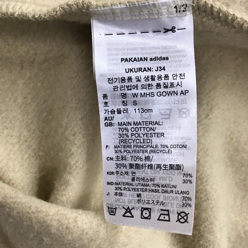 アディダス adidas パーカー 長袖 GN8835 スウェットフルジップパーカー ロング丈 L ロゴ、文字 ベージュ / ベージュ /  レディース USED 古着 中古 10114091