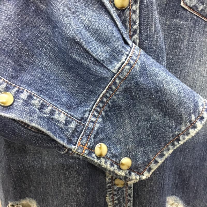 ティーエムティー TMT シャツ、ブラウス 長袖 長袖シャツ カラーシャツ ポケットシャツ 長袖カットソー デニムシャツ L 無地 インディゴ / インディゴ /  メンズ USED 古着 中古 10118654