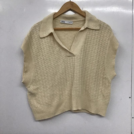 ザラ ZARA ニット、セーター 半袖 ベスト S 無地 アイボリー / アイボリー /  レディース USED 古着 中古 10136905