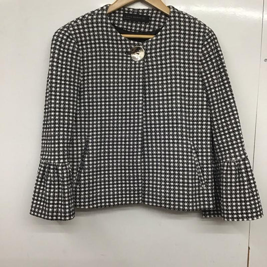 ザラ ZARA ジャケット、上着 ジャケット、ブレザー 2257 638 064 ノーカラー S ストライプ 白 / ホワイト / X 黒 / ブラック /  レディース USED 古着 中古 10139590