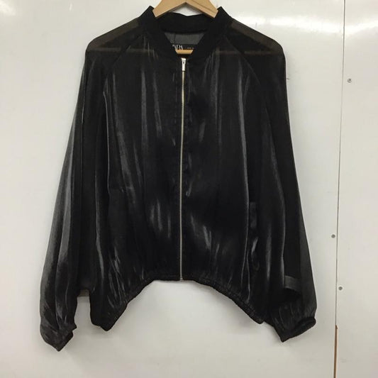 ザラ ZARA ジャケット、上着 ジャンパー、ブルゾン 4968/024/800 シアーブルゾン XL 無地 黒 / ブラック /  レディース USED 古着 中古 10138019