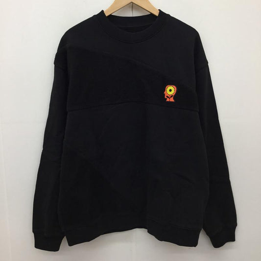 ブレインデット BRAIN DEAD トレーナー 長袖 Sunflower Paneled Crewneck L ワンポイント 黒 / ブラック /  メンズ USED 古着 中古 10136079