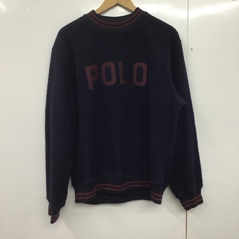 ポロバイラルフローレン Polo by RALPH LAUREN トレーナー 長袖 長袖ボアプルオーバー クルーネック トレーナー 90s usa製 M ロゴ、文字 紺 / ネイビー /  メンズ USED 古着 中古 10143523