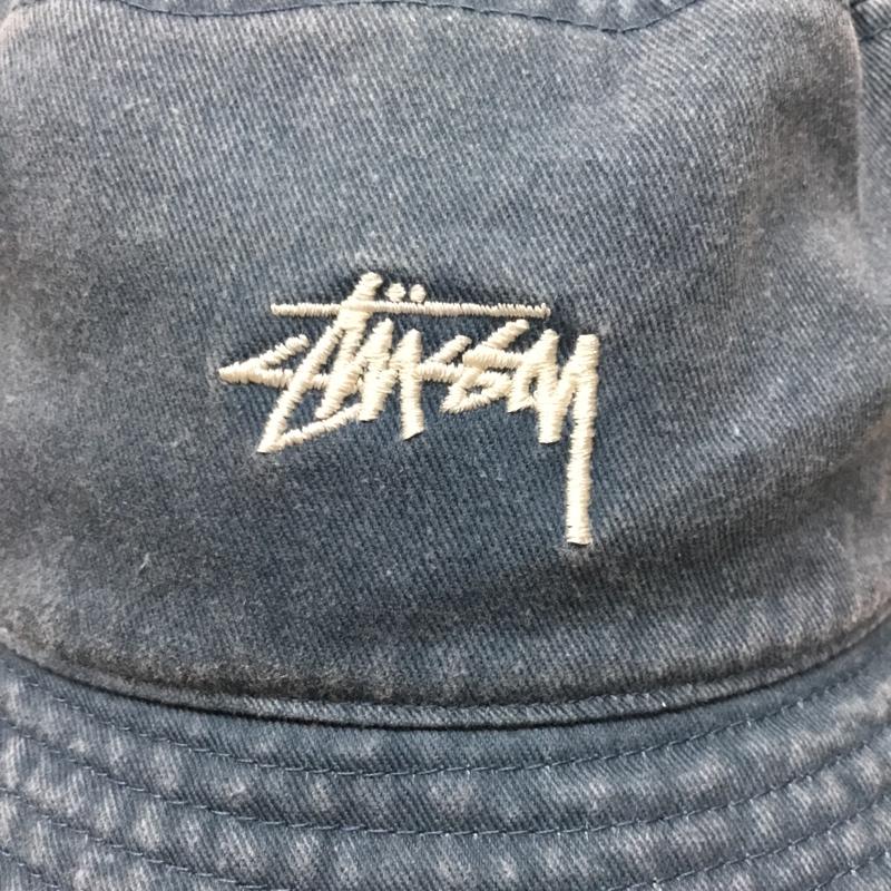 ステューシー STUSSY 帽子 ハット コットン バケットハット バケハ ロゴ、文字 水色 / ライトブルー /  メンズ USED 古着 中古 10109222
