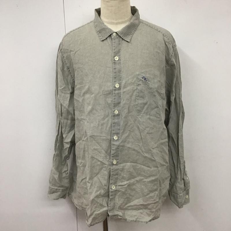 トミーバハマ Tommy Bahama シャツ、ブラウス 長袖 長袖シャツ カラーシャツ ポケットシャツ 長袖カットソー XXL ロゴ、文字 灰 / グレー /  メンズ USED 古着 中古 10119946