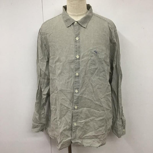 トミーバハマ Tommy Bahama シャツ、ブラウス 長袖 長袖シャツ カラーシャツ ポケットシャツ 長袖カットソー XXL ロゴ、文字 灰 / グレー /  メンズ USED 古着 中古 10119946