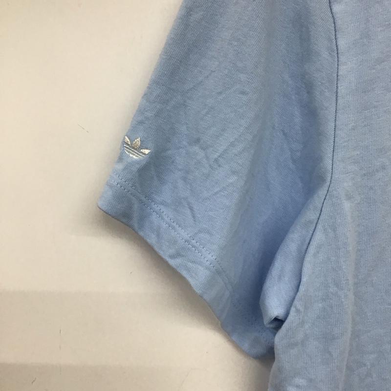 アディダス adidas Tシャツ 半袖 半袖カットソー プリントTシャツ クルーネックカットソー ロゴ、文字 水色 / ライトブルー /  メンズ USED 古着 中古 10133708