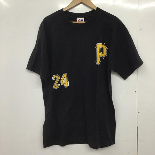 マジェスティック MAJESTIC Tシャツ 半袖 半袖カットソー プリントTシャツ クルーネックカットソー L ロゴ、文字 黒 / ブラック /  メンズ USED 古着 中古 10145526