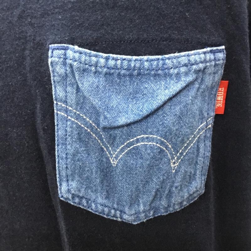 エドウィン EDWIN Tシャツ 半袖 クルーネック 胸ポケット XL ロゴ、文字 紺 / ネイビー /  メンズ USED 古着 中古 10115537