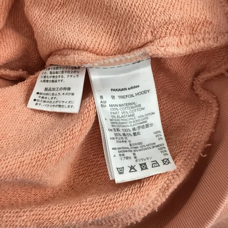 アディダス adidas パーカー 長袖 CW1245 フーディー プルオーバー M ロゴ、文字 桃 / ピンク /  メンズ USED 古着 中古 10144667