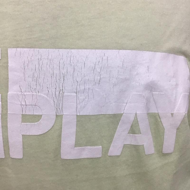 リプレイ REPLAY Tシャツ 半袖 クルーネック L ロゴ、文字 黄 / イエロー /  メンズ USED 古着 中古 10106937