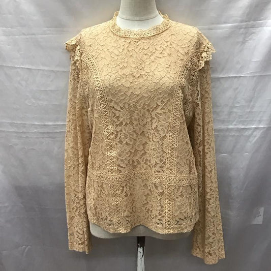 ザラ ZARA カットソー 長袖 長袖カットソー クルーネックカットソー ロングスリーブカットソー レース L 総柄 橙 / オレンジ /  レディース USED 古着 中古 10117987