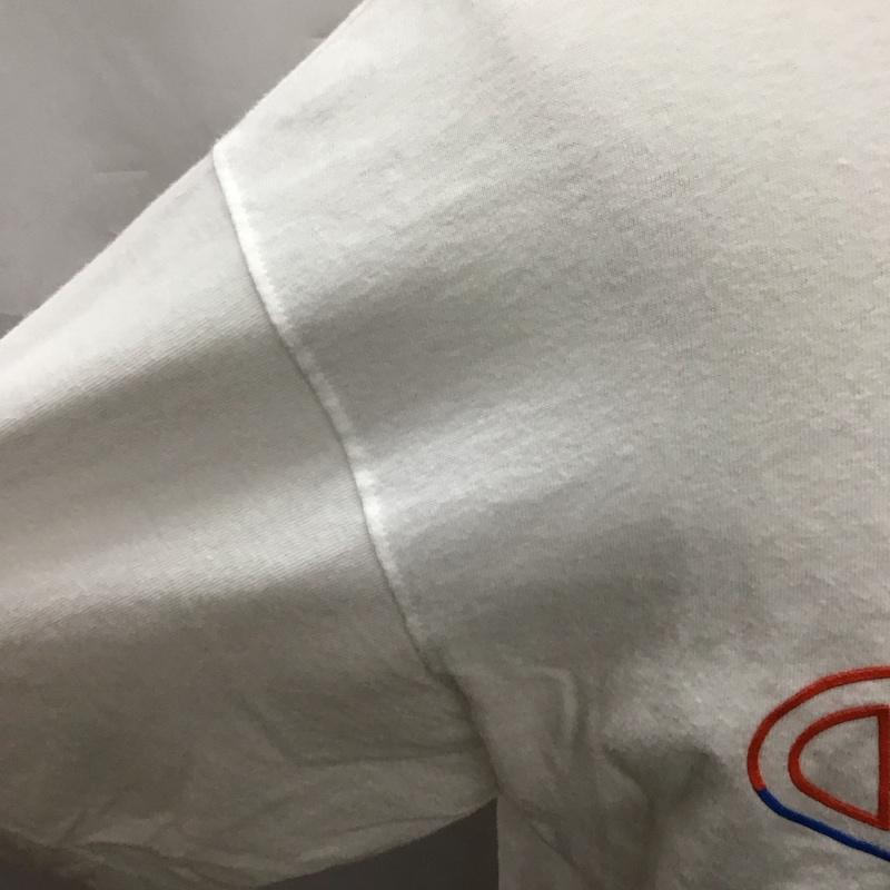 チャンピオン Champion Tシャツ 半袖 クルーネック L ロゴ、文字 白 / ホワイト /  メンズ USED 古着 中古 10117026