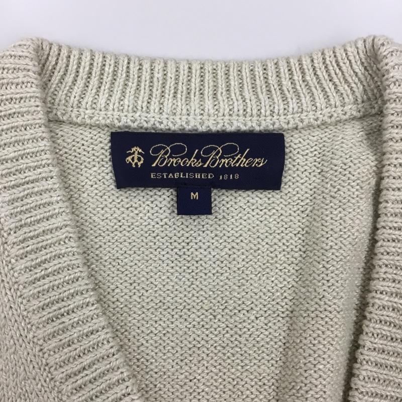 ブルックスブラザーズ BROOKS BROTHERS ニット、セーター 長袖 コットン リネン 綿麻 Vネック M 無地 ベージュ / ベージュ /  メンズ USED 古着 中古 10112881