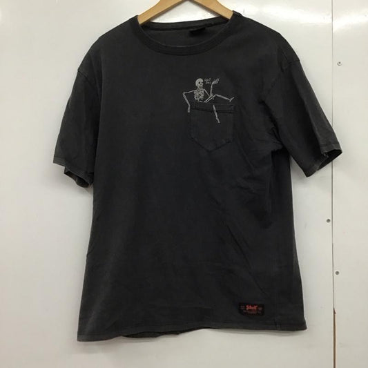 ショット schott Tシャツ 半袖 半袖カットソー プリントTシャツ クルーネックカットソー M ロゴ、文字 ダークグレー / ダークグレー /  メンズ USED 古着 中古 10146050
