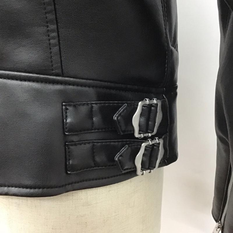 ジーユー GU ジャケット、上着 ジャンパー、ブルゾン 211-346520 フェイクレザージャケット ジップアップジャケット beautifulpaople コラボ M 無地 黒 / ブラック /  レディース USED 古着 中古 10107715