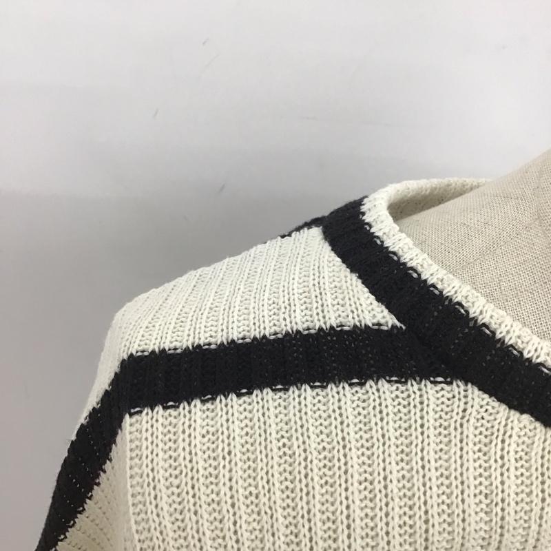 ザラ ZARA ニット、セーター 長袖 2298 008 712 クロップド丈 S ボーダー柄 黒 / ブラック / X オフホワイト / オフホワイト /  レディース USED 古着 中古 10108224