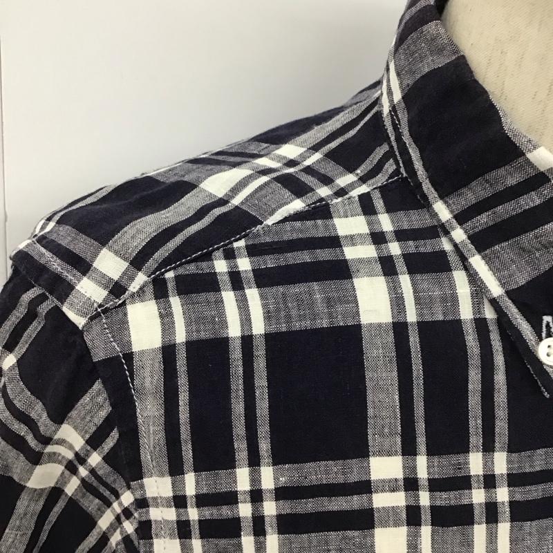 カトー KATO` シャツ、ブラウス 長袖 BS511614 141001 リネン S チェック 紺 / ネイビー / X 白 / ホワイト /  メンズ USED 古着 中古 10111828