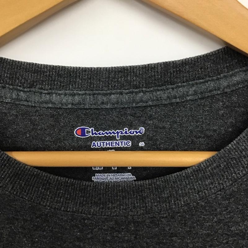 チャンピオン Champion Tシャツ 半袖 半袖カットソー プリントTシャツ クルーネックカットソー L ロゴ、文字 灰 / グレー /  メンズ USED 古着 中古 10140660