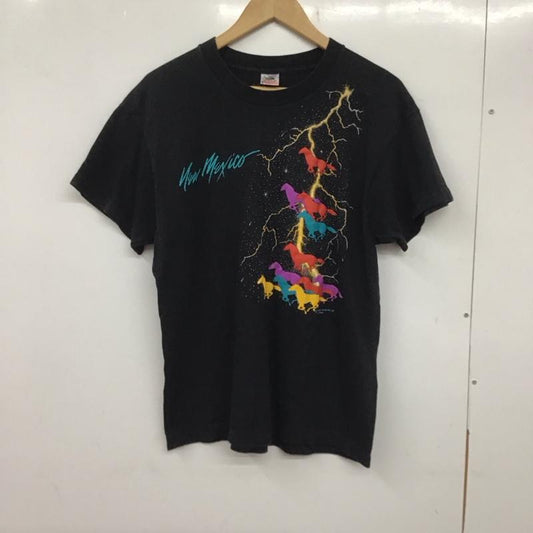 フルーツオブザルーム FRUIT OF THE LOOM Tシャツ 半袖 半袖カットソー プリントTシャツ クルーネックカットソー L プリント 黒 / ブラック /  メンズ USED 古着 中古 10137956