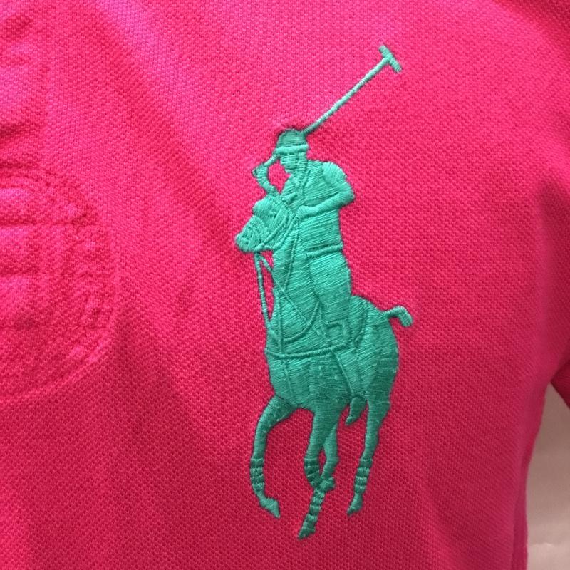 ポロラルフローレン POLO RALPH LAUREN ポロシャツ 半袖 半袖ポロシャツ カラーシャツ 半袖カットソー S ロゴ、文字 桃 / ピンク /  メンズ USED 古着 中古 10108543