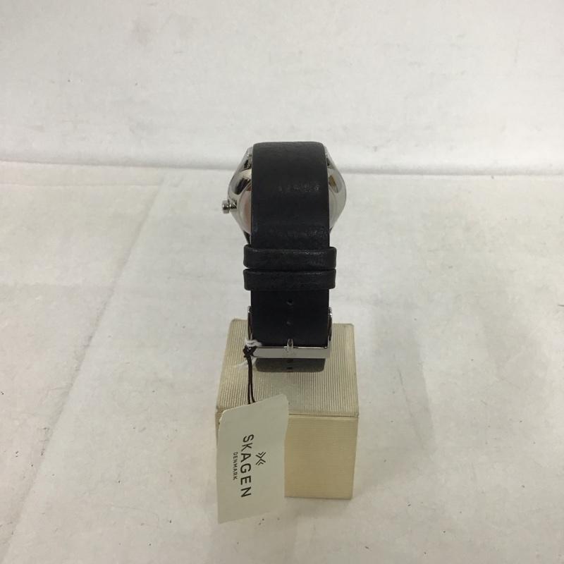 スカーゲン SKAGEN 腕時計 アナログ（クォーツ式） SKW6065 レザー 箱有 ロゴ、文字 黒 / ブラック /  メンズ USED 古着 中古 10134342