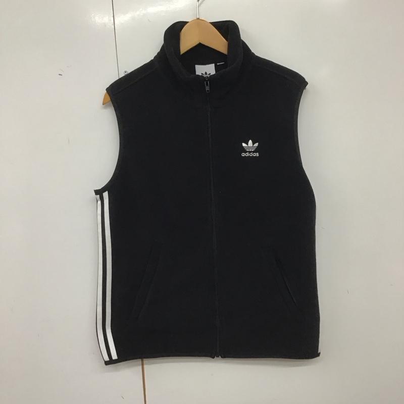 アディダス adidas ベスト ベスト ジップアップベスト フリースベスト ノースリーブ スタンドカラー ロゴ、文字 黒 / ブラック /  メンズ USED 古着 中古 10140140