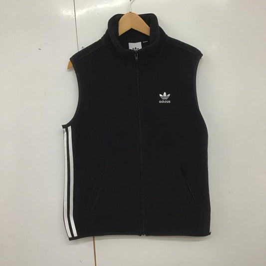アディダス adidas ベスト ベスト ジップアップベスト フリースベスト ノースリーブ スタンドカラー ロゴ、文字 黒 / ブラック /  メンズ USED 古着 中古 10140140