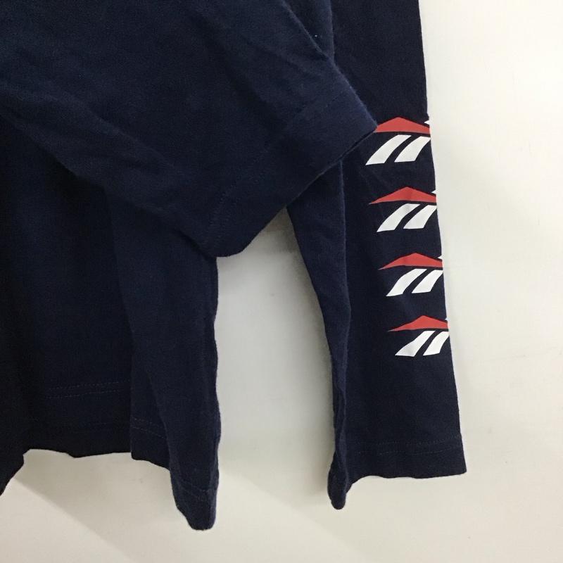 リーボック Reebok カットソー 長袖 長袖カットソー プリントカットソー クルーネック ロゴ、文字 紺 / ネイビー /  メンズ USED 古着 中古 10135856