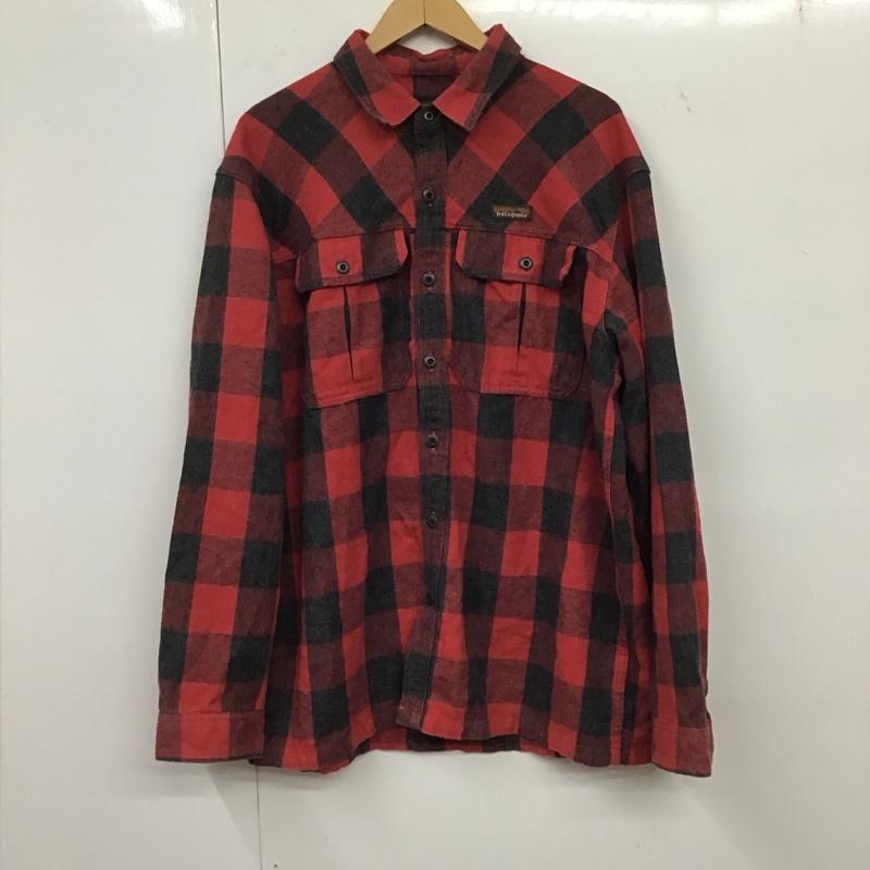 パタゴニア patagonia シャツ、ブラウス 長袖 長袖シャツ チェックシャツ カラーシャツ L チェック 赤 / レッド / X 黒 / ブラック /  メンズ USED 古着 中古 10134700