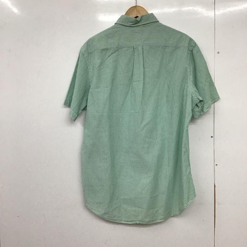 ラルフローレン RALPHLAUREN シャツ、ブラウス 半袖 半袖シャツ チェックシャツ ボタンダウンシャツ L ボーダー柄 白 / ホワイト / X 薄緑 / ライトグリーン /  メンズ USED 古着 中古 10148139