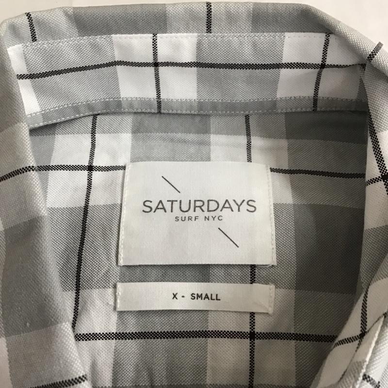 サタデーズサーフニューヨークシティー SATURDAYS SURF NYC シャツ、ブラウス 半袖 ボタンダウン 胸ポケット XS チェック 白 / ホワイト / X 灰 / グレー / X 黒 / ブラック /  メンズ USED 古着 中古 10113086