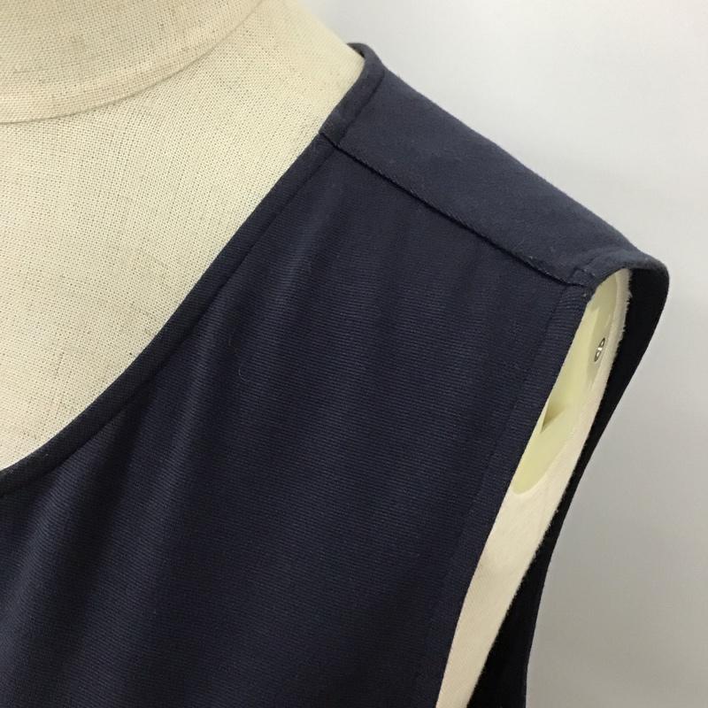 セオリー theory ワンピース ひざ丈スカート 01-4105034 ノースリーブ 2 無地 紺 / ネイビー /  レディース USED 古着 中古 10114436